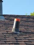 Vent temporarily capped against rain