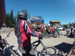 At the top of the main chairlift, waiting for the group