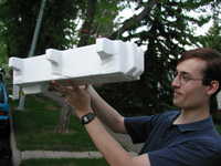 Pat shows off our boats lovely keel.