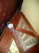 The totally safe wiring with totally safe electrical tape going right over the totally safe showerhead.