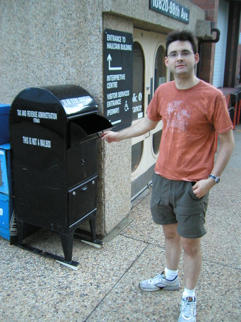 My brother demonstrates that it really really looks like a post box. Really.