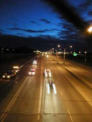 Time exposure of the Whitemud freeway from a walkway.