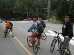 Kenny, Jared, Eric and Tom wait to continue to the village.