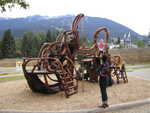 An exquisitely carved wooden playground.  Would someone get those kids off of it?!?!